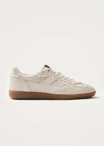 Footwear: Alohas Cream Crochet Leather Sneakers