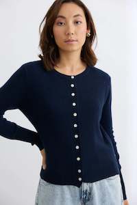 Knitwear: Mia Fratino Essential Slim Cardi - French Navy