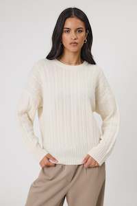 Knitwear: Marlow Copenhagen Cable Knit Crew - Ecru