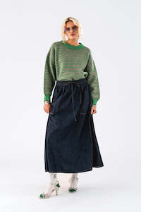 Denim: Lollys Laundry Akana Maxi Skirt - Blue Denim