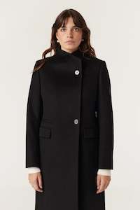 Jackets: Cable Eton Wool Coat - Black