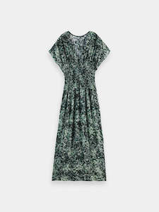 Dresses: Scotch & Soda Printed Modal Maxi Dress - Floral Green