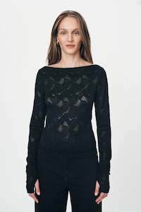 Tops: Rowie the Label Samantha Lace Top - Noir