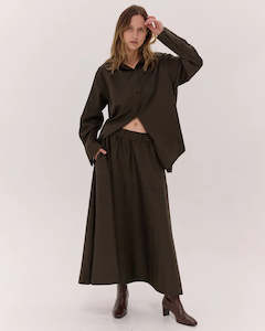 Skirts: Cloth & Co Maxi Skirt - Dark Khaki