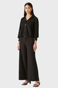 Trousers: Mos the Label Lis Wide Leg Pants - Black