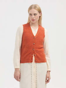 Nice Things: Nice Things Cashmere Blend Vest - Dark Orange
