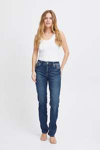 Pulz: Pulz Sandra High Waist Straight Leg Jeans - Medium Blue