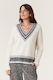 Cable Cashwool Varsity Jumper - Milk