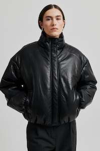 Second Female: Second Female Harlow Leather Bomber Jacket - Black
