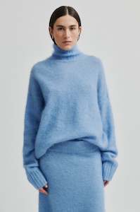 Second Female: Second Female Ina Knit T-Neck Jersey - Vista Blue