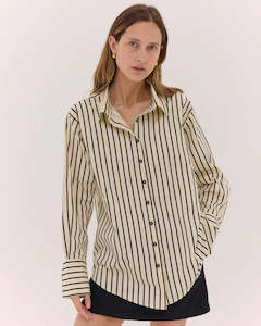 Tops: Cloth & Co The Classic Shirt - Black & Cream Stripe