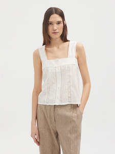 Nice Things: Nice Things Lace Detail Top - White