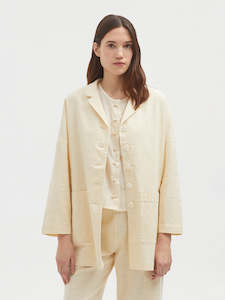 Sale Jackets Coats: Nice Things Long Linen Textured Blazer - Ecru