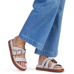 Footwear: Kathryn Wilson Roda Slide - Stone Calf