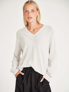 Knitwear: Carnival V Neck Sweater - Pumice