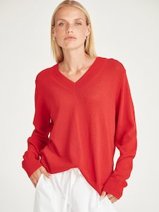 Knitwear: Carnival V Neck Sweater - Scarlet