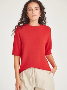 Knitwear: Echo Knit Tee - Scarlet