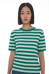 Knitwear: Franciso Knit Tee - Mint + Green Stripe