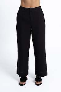 Trousers: Fleetwood Linen Pant - Black