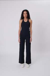Trousers: Recharge Rib Wide Leg Pant - Black