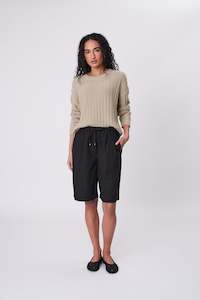 Trousers: Cascade Longline Short - Black