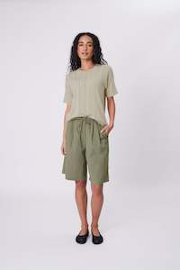 Trousers: Cascade Longline Short - Laurel