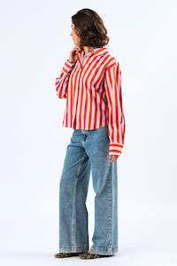 Lollys Laundry: Lollys Laundry Bleeker Shirt - Pink/Red Stripe