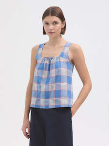 Tops: Checked Top - Blue