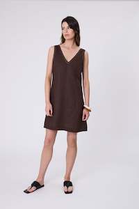 Dresses: Luna Linen Dress - Carob