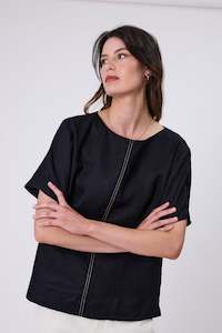 Tops: Sable Linen Top - Black