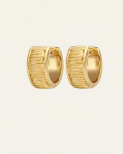Accessories: Arete Wide Huggies Earrings - 18K Gold Vermeil