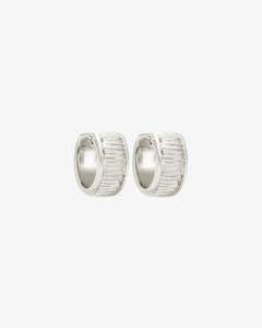 Accessories: Arete Wide Huggies Earrings - Sterling Silver