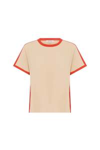 Tops: Rania Contrast Knit Tee - Spiced Latte