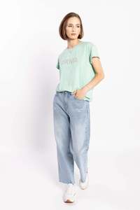 Tops: Drma Tee - Mint/Ecru