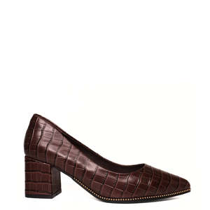 Footwear: Frana Heel - Chocolate Croc