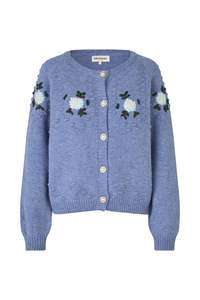 Knitwear: Gracelynn Cardigan - Blue Melange