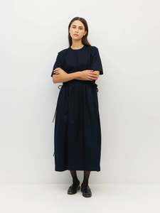 Dresses: Dima Tunic (Textured Cotton) - Navy Linear