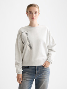Tops: Relaxed Sweatshirt - Grey Ribbon