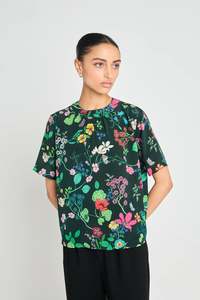 Tops: Interpretations Tee - Deep Green Floral