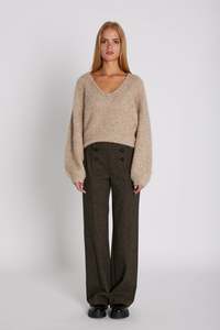 Trousers: Zoey Wide Pants - Brown Sugar