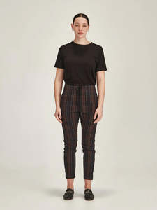 Trousers: Plaid Emily Jogger - Chocolate