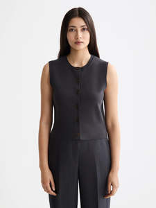 Scotch Soda: Knitted Spencer Vest - Charcoal