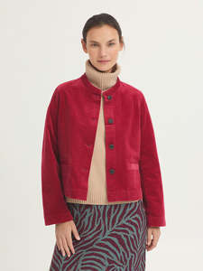 Nice Things: Mao Collar Corduroy Jacket - Red