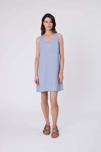 Sale: Luna Linen Dress - Blue Smoke