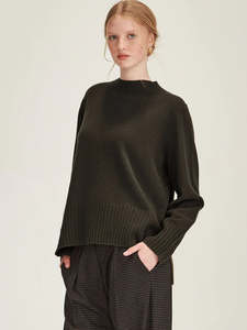 Knitwear: Rei Merino Sweater - Khaki