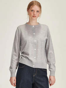 Knitwear: Felicity Merino Cardigan - Grey Marle