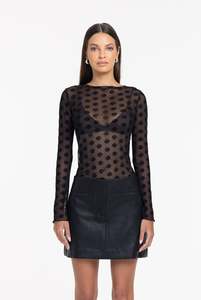 Tops: Gigi Top - Black Daisy Flower