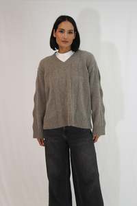 Knitwear: Liuliu V-Neck - Mocha
