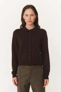 Knitwear: Celia Merino Knit Cardigan - Dark Cacao