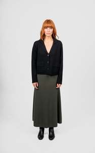 Knitwear: Flared Skirt - Olive